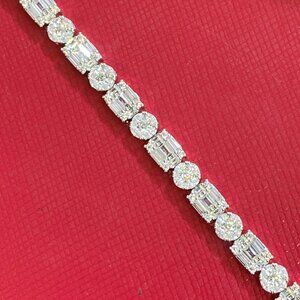 Women's Solid 925 Sterling Silver 7 Inch CZ Tennis Bracelet fancy 5 mm /m4
